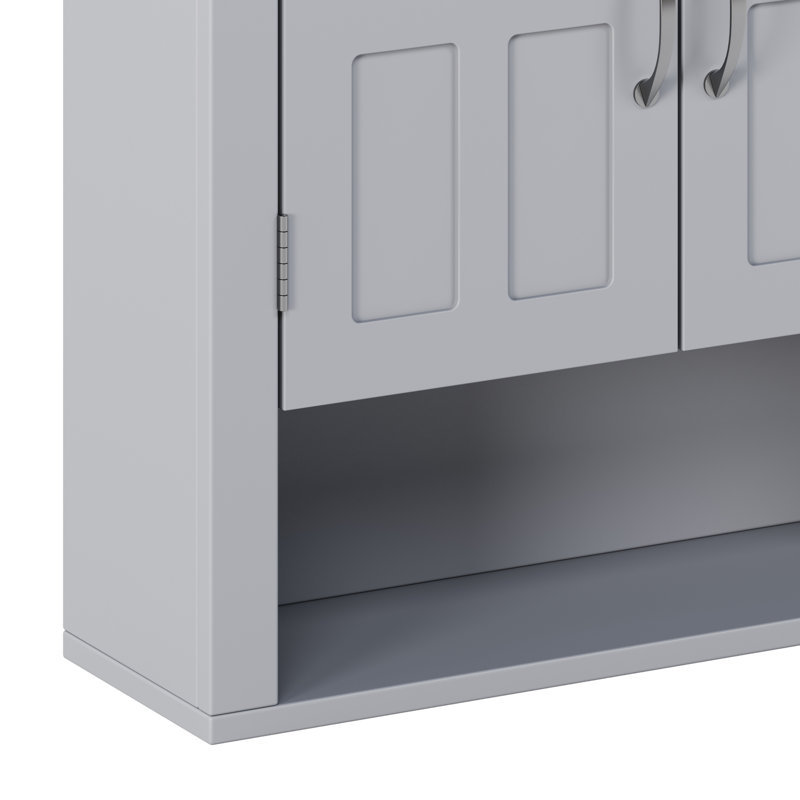 Armoire de rangement murale pour salle de bain, armoire murale multifonctionnelle avec tablettes réglables, Grey