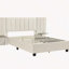 Grand lit plateforme tapissier avec grande tête de lit, mobilier de chambre à coucher, velours, beige-2089771935-2089771938