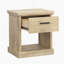 Élégante table de chevet brune avec tiroir coulissant lisse et tablette ouverte pour un rangement supplémentaire, parfaite pour les petites pièces et les décors modernes.