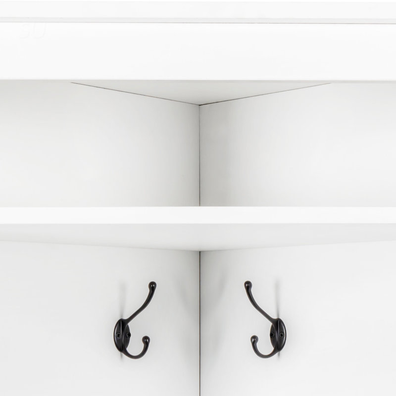 Arbre d'entrée minimaliste de 29,5 po de largeur et 71,6 po de hauteur avec banc à chaussures, portemanteau polyvalent avec 4 crochets et tablette réglable pour un rangement efficace