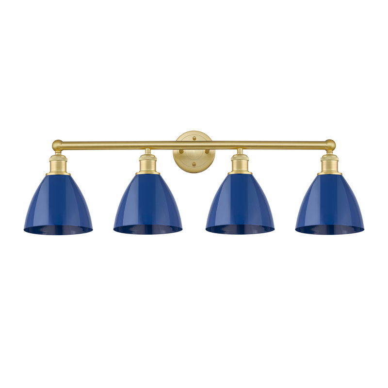 Éclairage pour meuble-lavabo de salle de bain 34,5 po Alquin Dome, Bleu, Or satiné