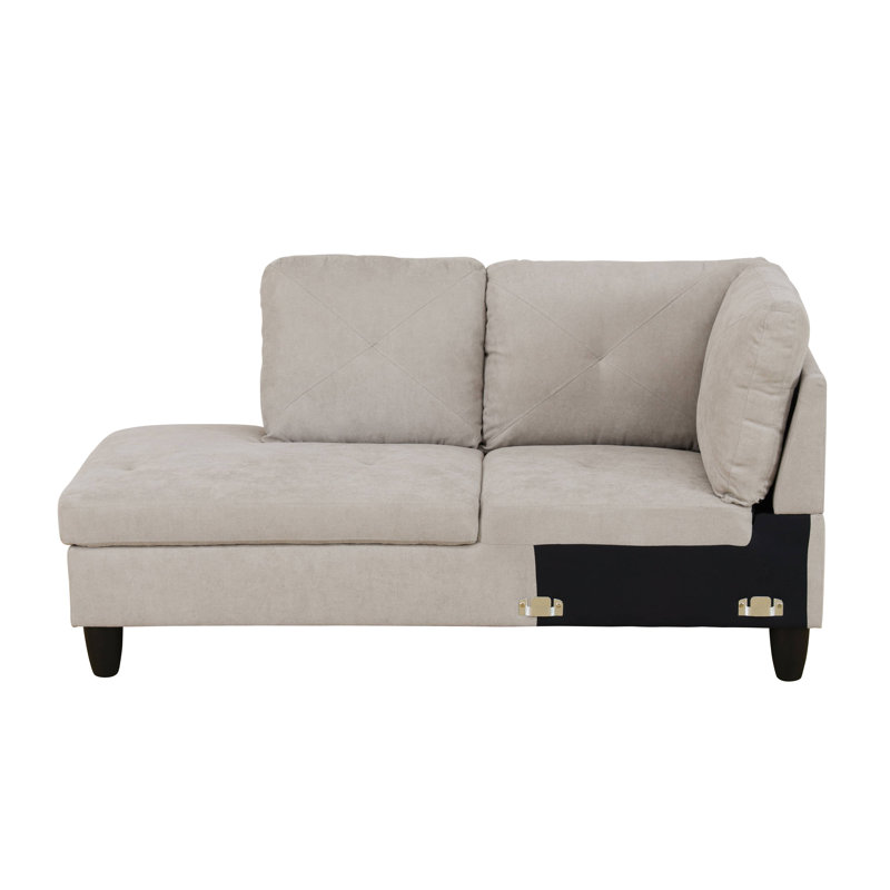103" Verona Flannel 2-Piece Sectional Sofa Set With Chaise , Left Hand Facing, Off White Microfiber/Microsuede