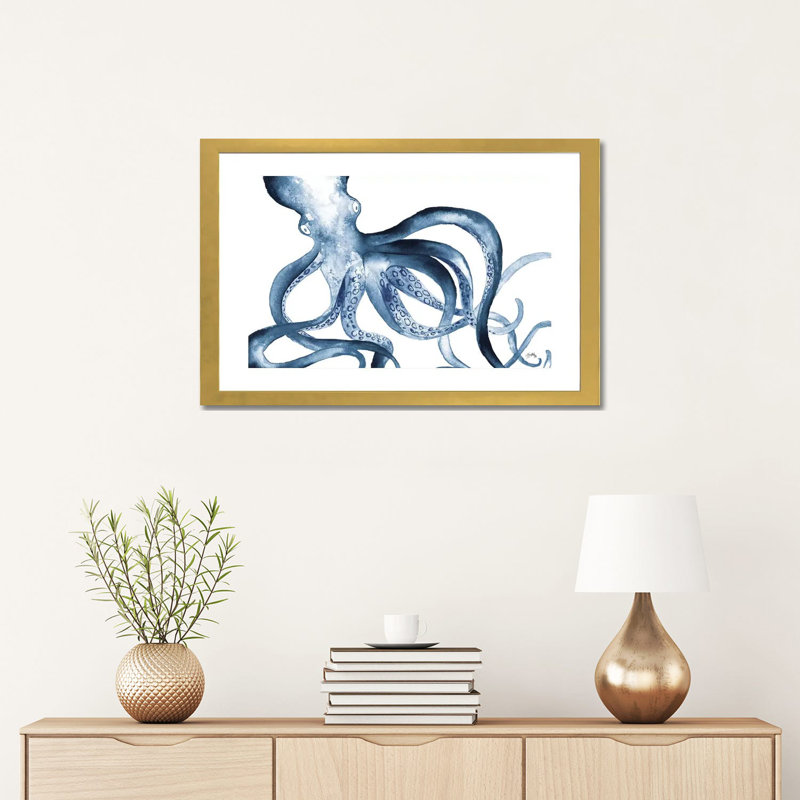 Print, Blanc, H 16 po x l 24 po x P 1 po, Papier encadré doré