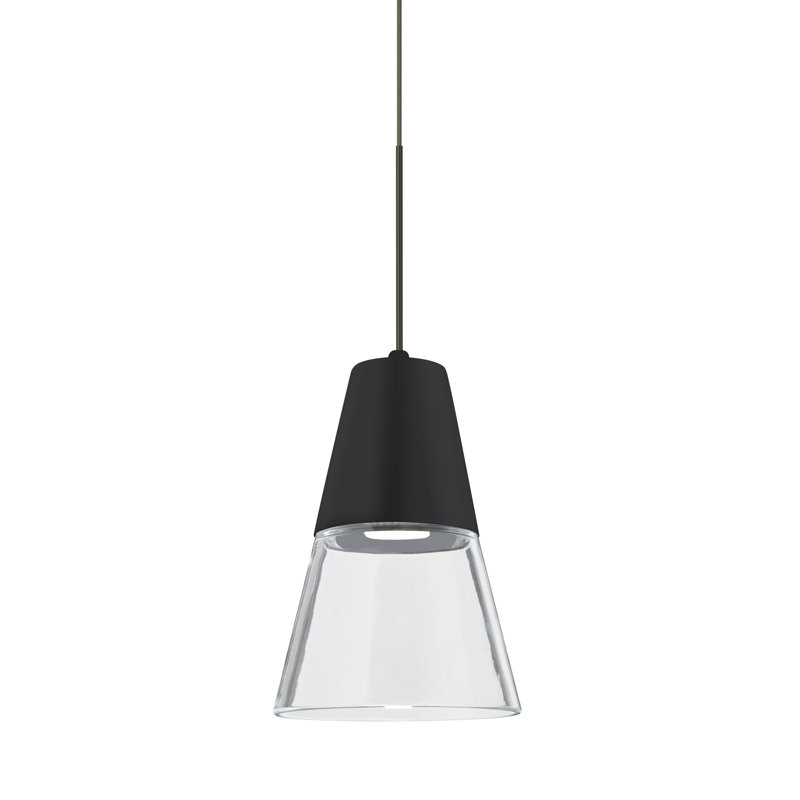Luminaire suspendu 1 cloche pour une cloche Moffitt, Bronze, Transparent/noir