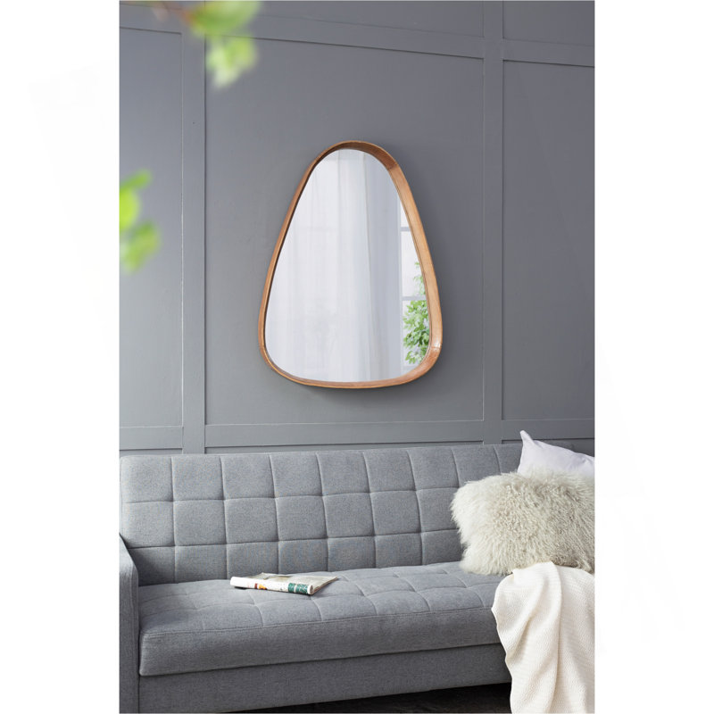 30"x38" Irrgeular Mirror with Wood Frame, Wall Mirror for Living Room Bathroom Entryway