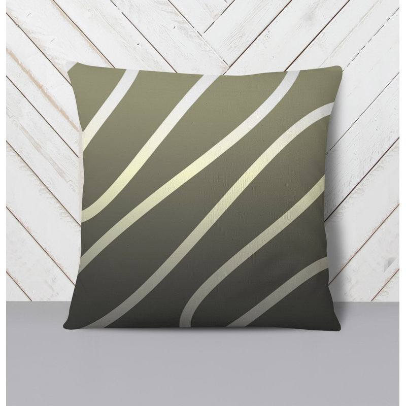 Throw Pillow With Insert, Green Striped 9, 20"H x 20"W