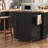 39.3" Farmhouse Kitchen Island with Drop Leaf, Kitchen Storage Island with Open Side Rack, One Drawer, Towel Rack-126487145