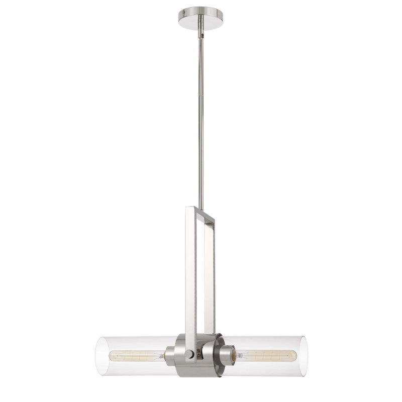 Luminaire suspendu en métal 60 W avec abat-jour en verre transparent Stanton
