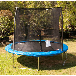 Trampoline extérieur de 10 pieds et enceinte de filet de sécurité Jumpy, bleu, JK10VC1
