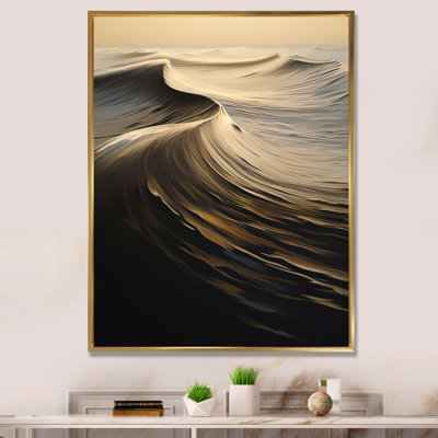 Abstrait vagues en rétro beige et noir I - impression sur toile Coastal Waves