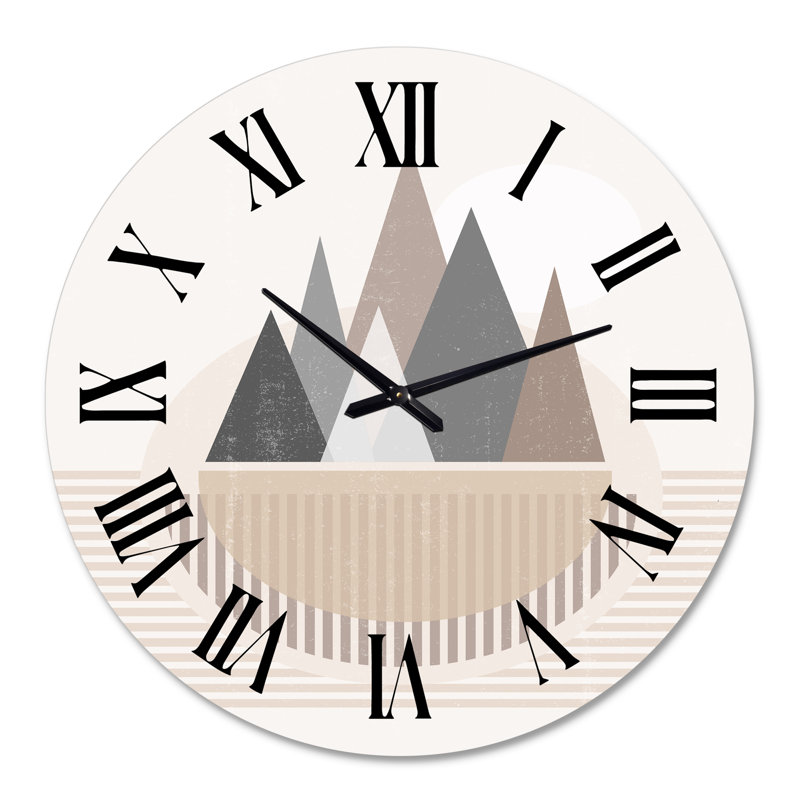 Abstrait soleil et lune dans les montagnes III - horloge murale moderne, Grand