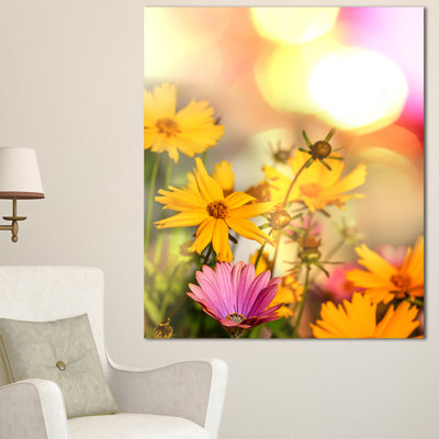 « fleuriing jaunes et roses roses », impression sur toile tendue