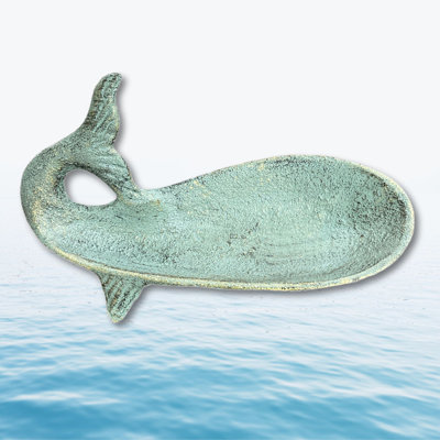 Cast Iron Nautical Jewelry Tray Whale Design