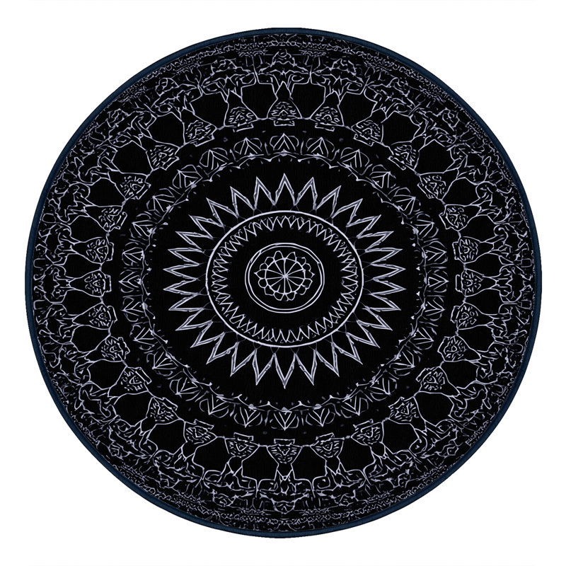 Tapis bleu lavable à la machine d'inspiration mondiale Peoro, 4x6