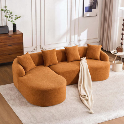 L-Shape Sectional Sofa with Curved Chaise
