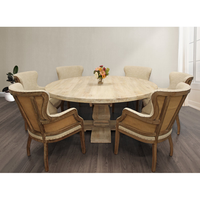 Table de salle à manger Aryhanna, Blanc délavé, H 30,5 po x L 70 po x l 70 po