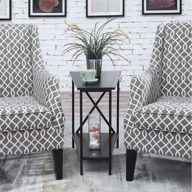 Adreauna 23.75'' Wedge End Table with Storage, Black Black
