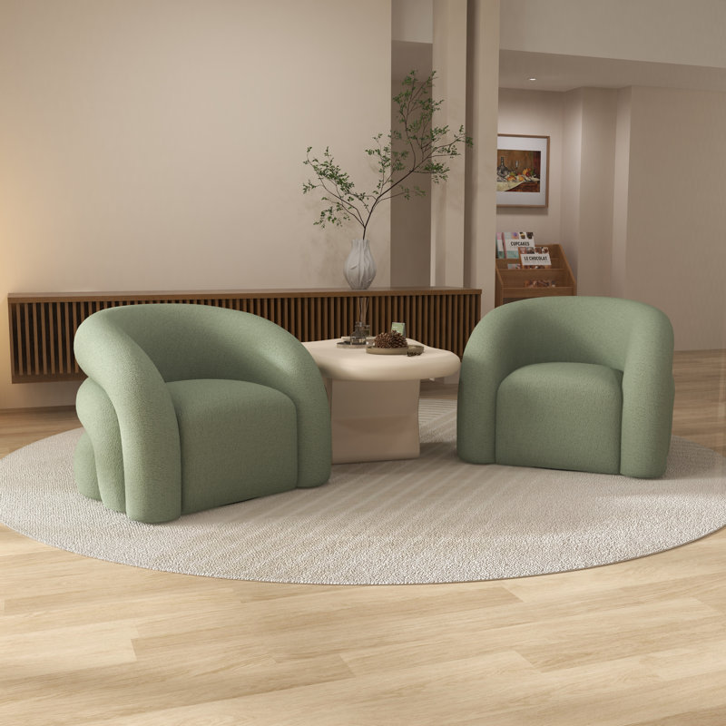 Fauteuil demi-tonneau rembourré et pivotant, Vert