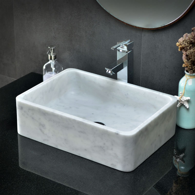 Évier à simple cuve rectangulaire en blanc Carrera 17,91 po x 12,8 po x 4,92 po
