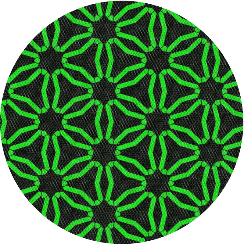 Tapis vert/noir à motifs, Rond 8 pi