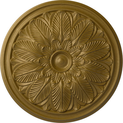 Endurathane Bordeaux Ceiling Medallion, 22 5/8"OD x 1 3/4"P (Fits Canopies up to 3 1/4"), Hand-Painted Gold Finish