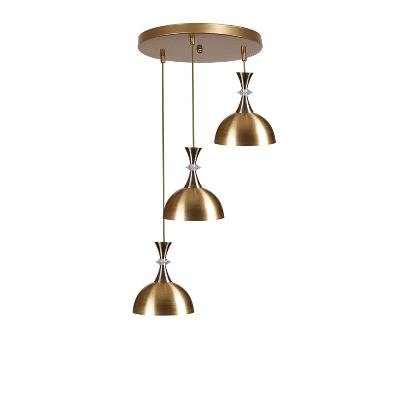 Lustre réglable élégant, finition dorée, hauteur de 20 à 70 cm | Corps en métal avec plaque de base de 7,9 po x 1,2 po | 3 x douilles E27, 40 W maximum (ampoule non incluse) | pour l'éclairage de la salle à manger, du salon et du vestibule