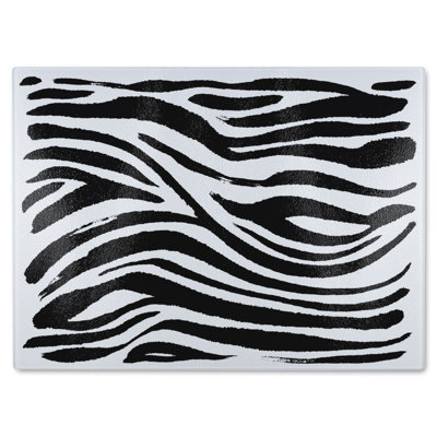 Zebra Stripes Print Glass Chopping Board