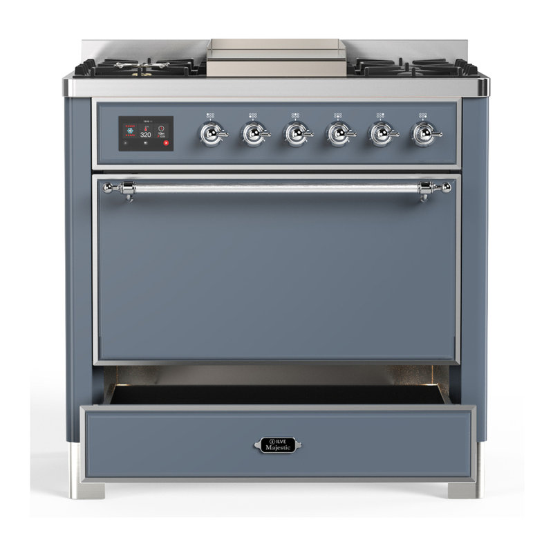 Majestic III Series 36 Inch Dual Fuel Range with 6 Sealed Burners, Griddle, in Emerald Green (Natural Gas, Copper Trim)