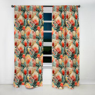 Motif tropical Coral Crêtes III - Rideau floral - Rideau occultant floral - 1 panneau