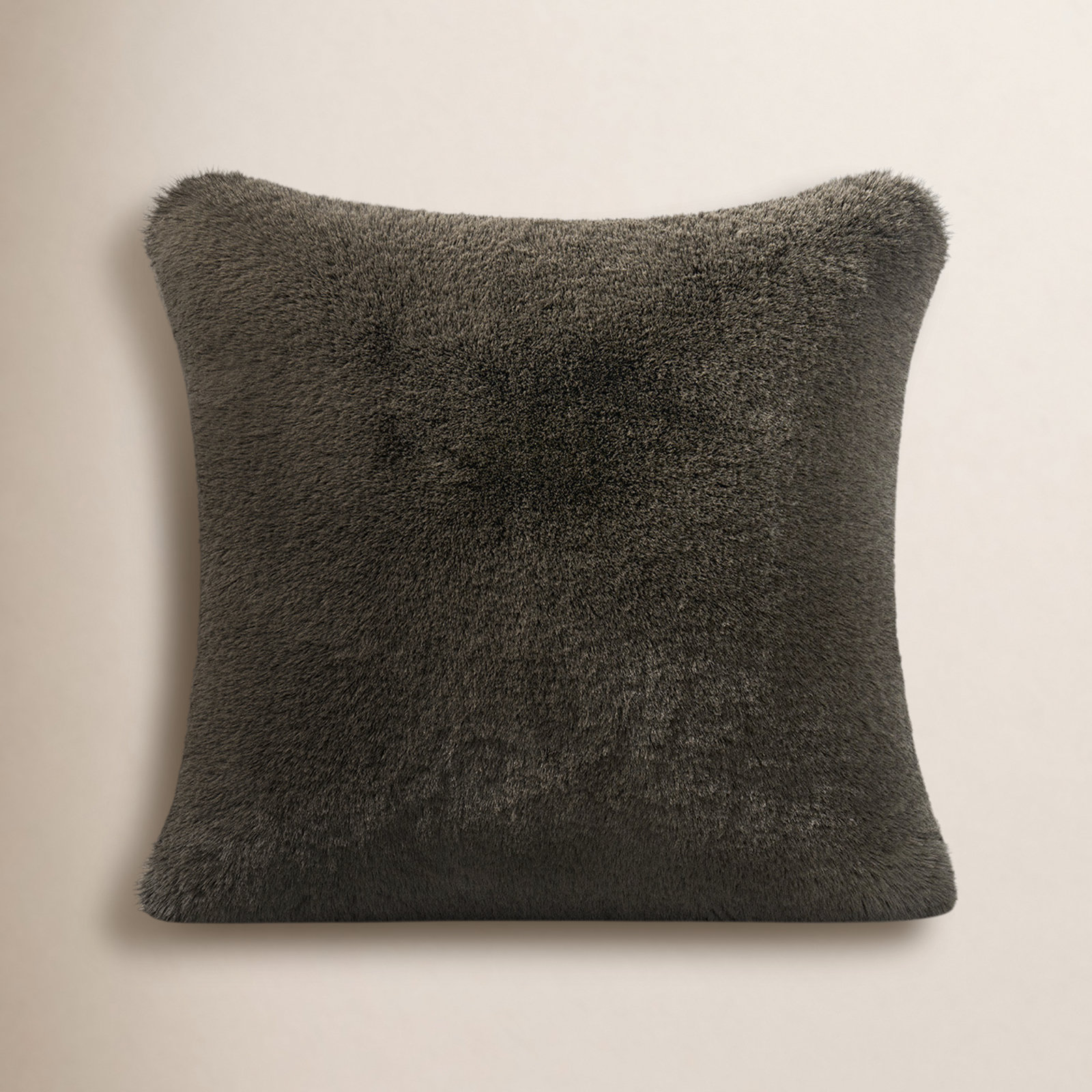 Luxury Soft Faux Chinchilla Fur Throw Pillow Cover 1 Pack, 20”x20”, Birch Mink, Square 20"