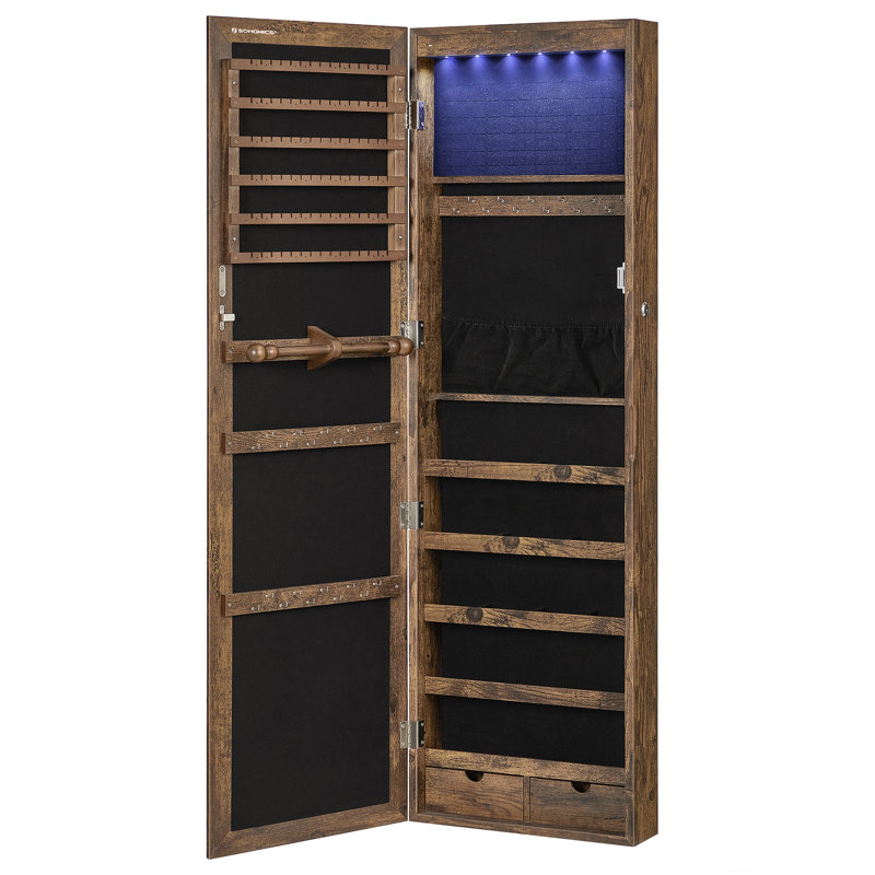 Askins 14.6'' Wide Over-the-Door Jewelry Armoire, Rustic Brown/Black