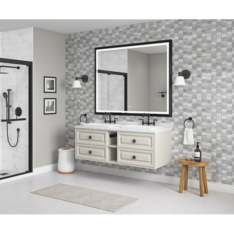 LED Lighted Bathroom Wall Mounted Mirror With High Lumen+Anti-Fog Separately Control Bedroom Full-Length Mirror Bathroom Led Mirror Hair Salon Mirror
