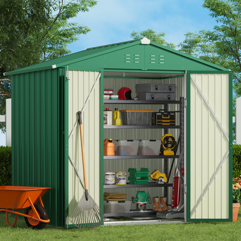8 ft. W x 6 ft. D Outdoor Storage Shed, Green