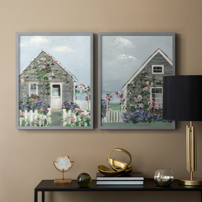 Impression encadrée Coastal Cottage I-Premium - prête à être accrochée - aucun clou requis - aucun clou requis