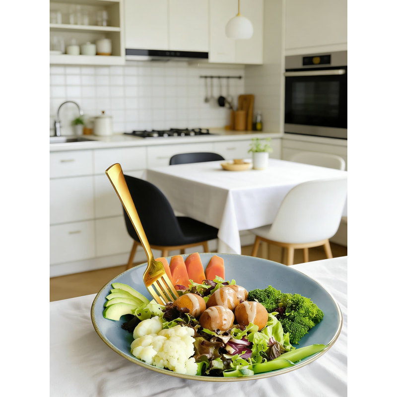Ensemble de couverts 40 pièces pour 8 pièces en or 40 pièces, couverts en acier inoxydable avec poli miroir, comprend couteaux de table, fourchettes, cuillères, fourchettes à salade et cuillères à café, va au lave-vaisselle pour la maison et le restaurant