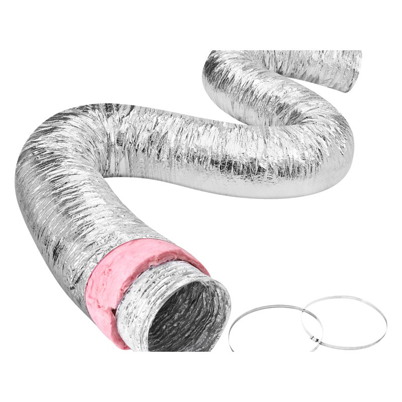 VEVOR Tuyau d'aération flexible 6 po x 25 pi isolé CVC R-6,0, H 10,15 po x l 300 po x P 10,15 po