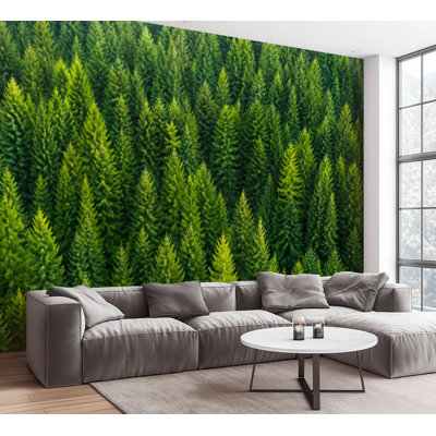 Wall Mural Peel and Stick Wallpaper Healthy green trees forest spruce fir pine Self-Adhesive Removable Contact Paper Wall Decor for Living Room Bedroom 100"H x 144"W