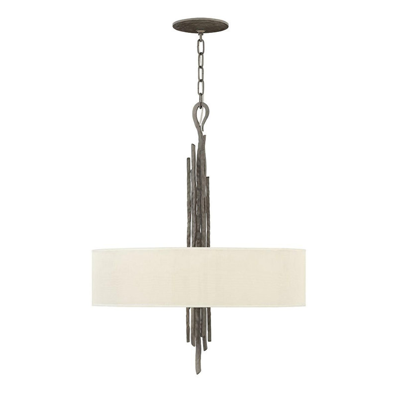 Herefordshire 6 - Light Drum Pendant, Antique Silver