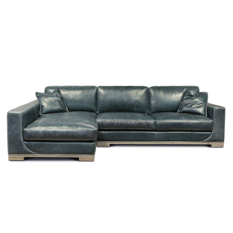 Cassidy Upholstered L-Shaped Sectional, Right Hand Facing, Wolf Cartier Genuine Leather