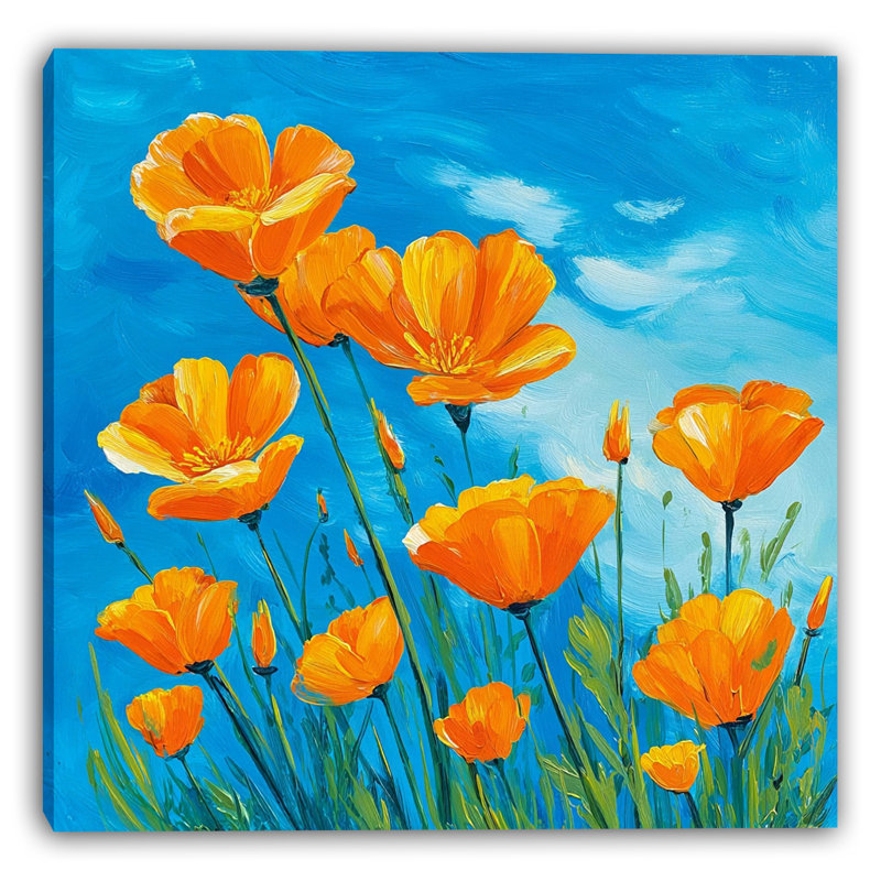 Sun - Kissed Poppies - Art mural sur toile tendue, H 20 po x l 20 po