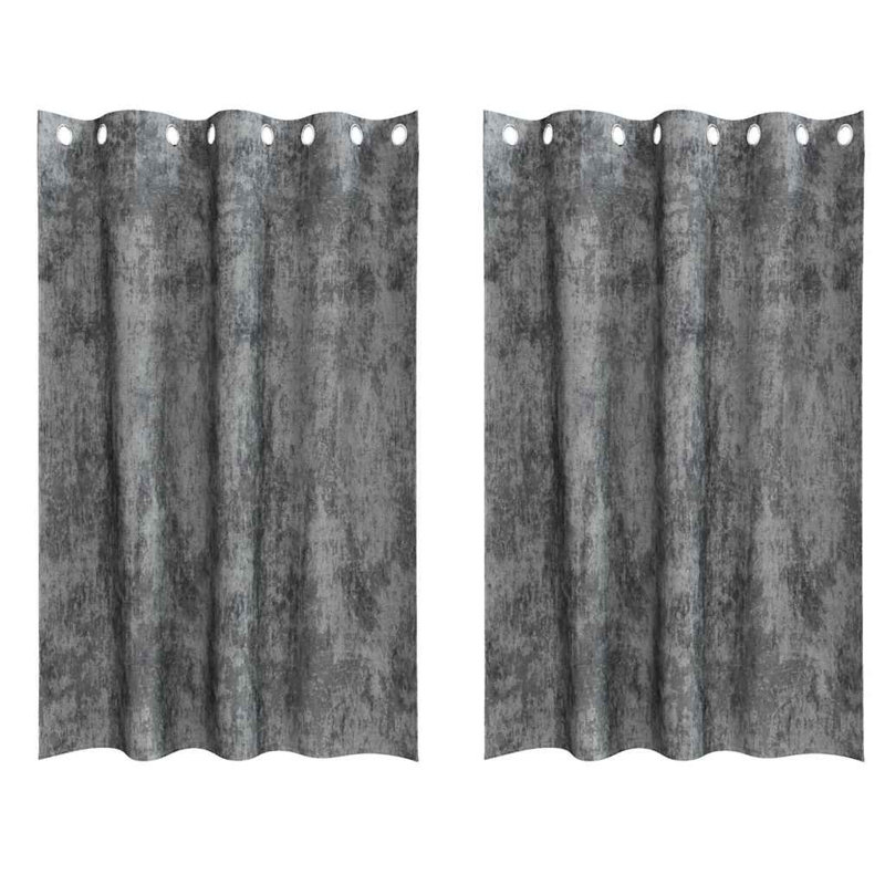 Alithia Velvet Room Darkening Curtain Pair, Grey, 140cm Width x 175cm Drop