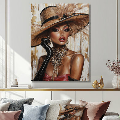 African American Country Charm Glam Portrait - Woman Glam Wall Decor
