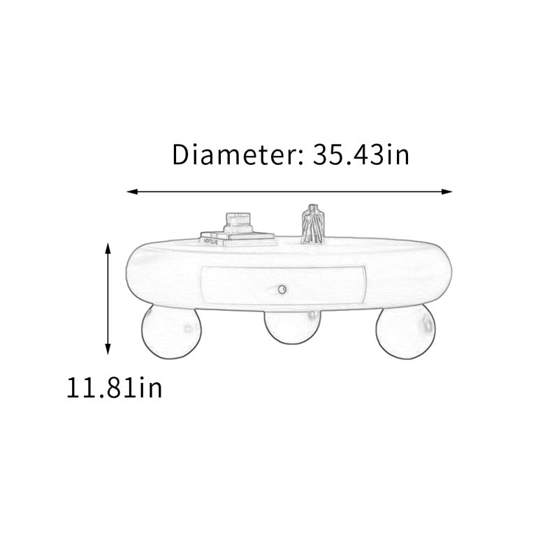 Table basse ronde en bois avec tiroir Snowman