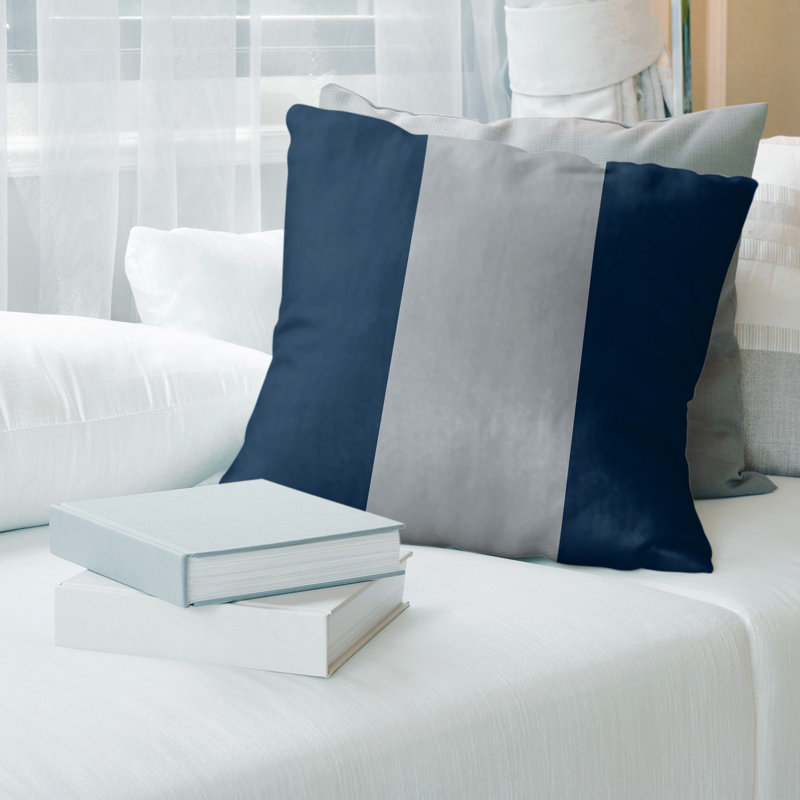 Coussin décoratif , 18 po x 18 po, Bourre en polyester, Bleu / Argent