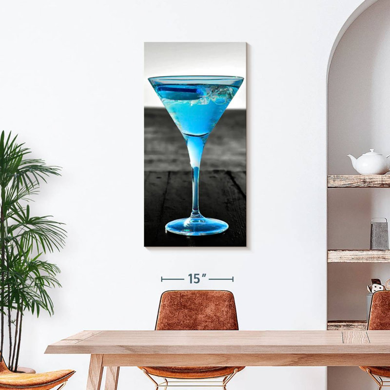 " Pop Blue Martini " Print, 42" H x 21" W x 1.25" D