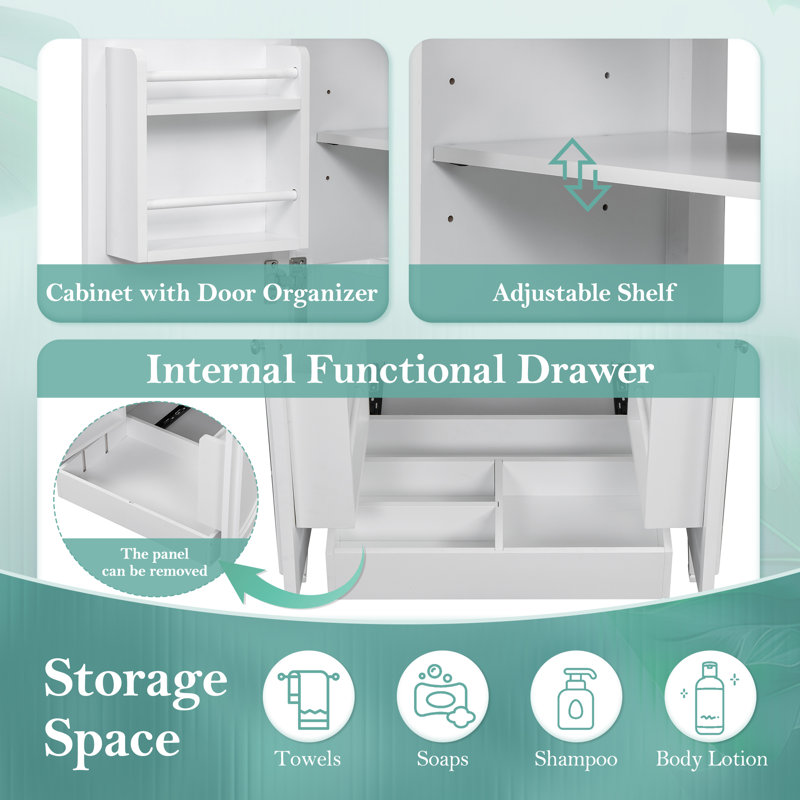 Meuble-lavabo 30 po avec lavabo et deux portes avec tablette, Blanc