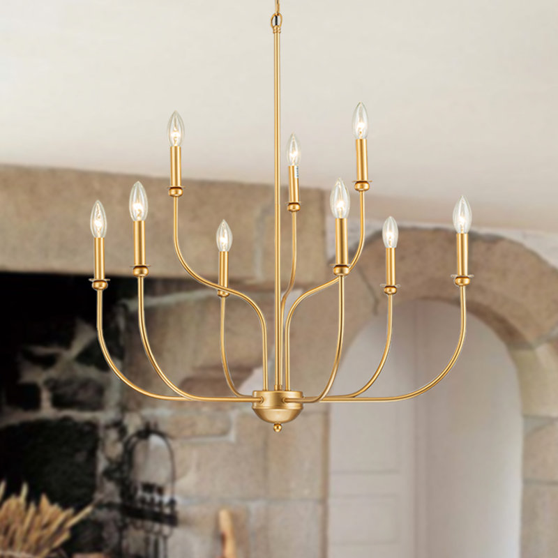 Trudeau 9 - Light Dimmable Classic / Traditional Chandelier, Gold