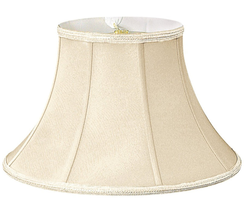 Abat-jour cloche en soie / shantung (araignée), Beige / blanc cassé, H 10,5 po x l 16 po x P 16 po