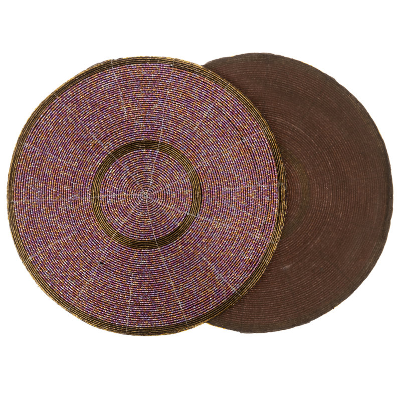 Danbury Glass Patchwork Round, Red/Antique Gold