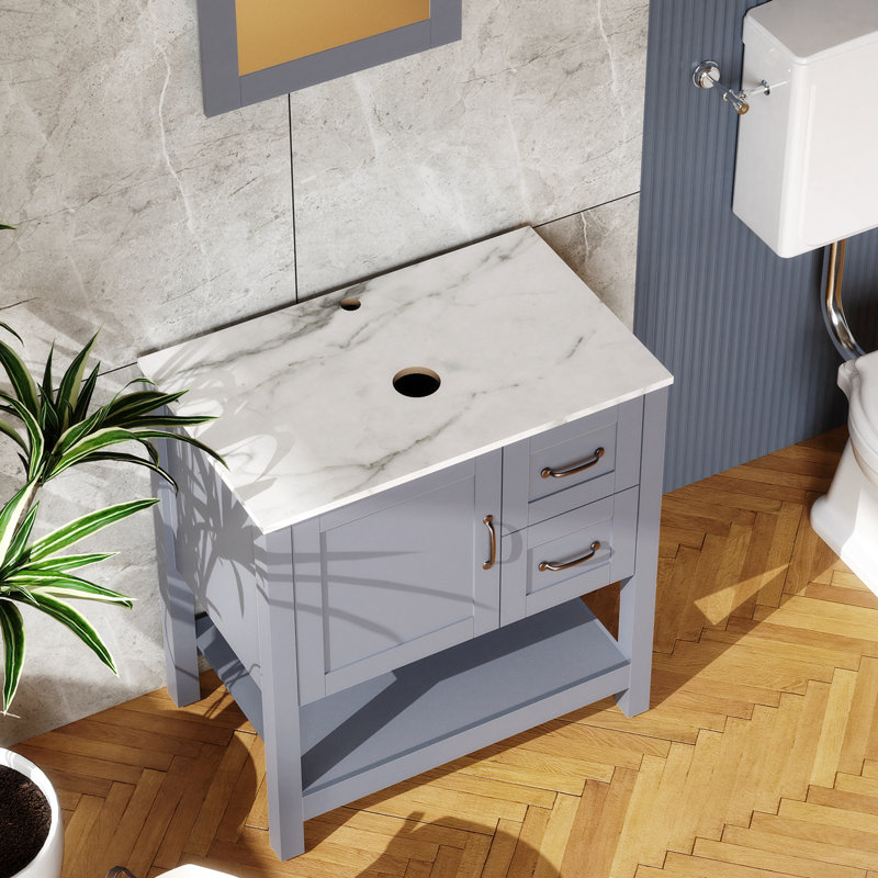 Meuble-lavabo simple 18,59 po avec plateau en bois manufacturé Graclyn